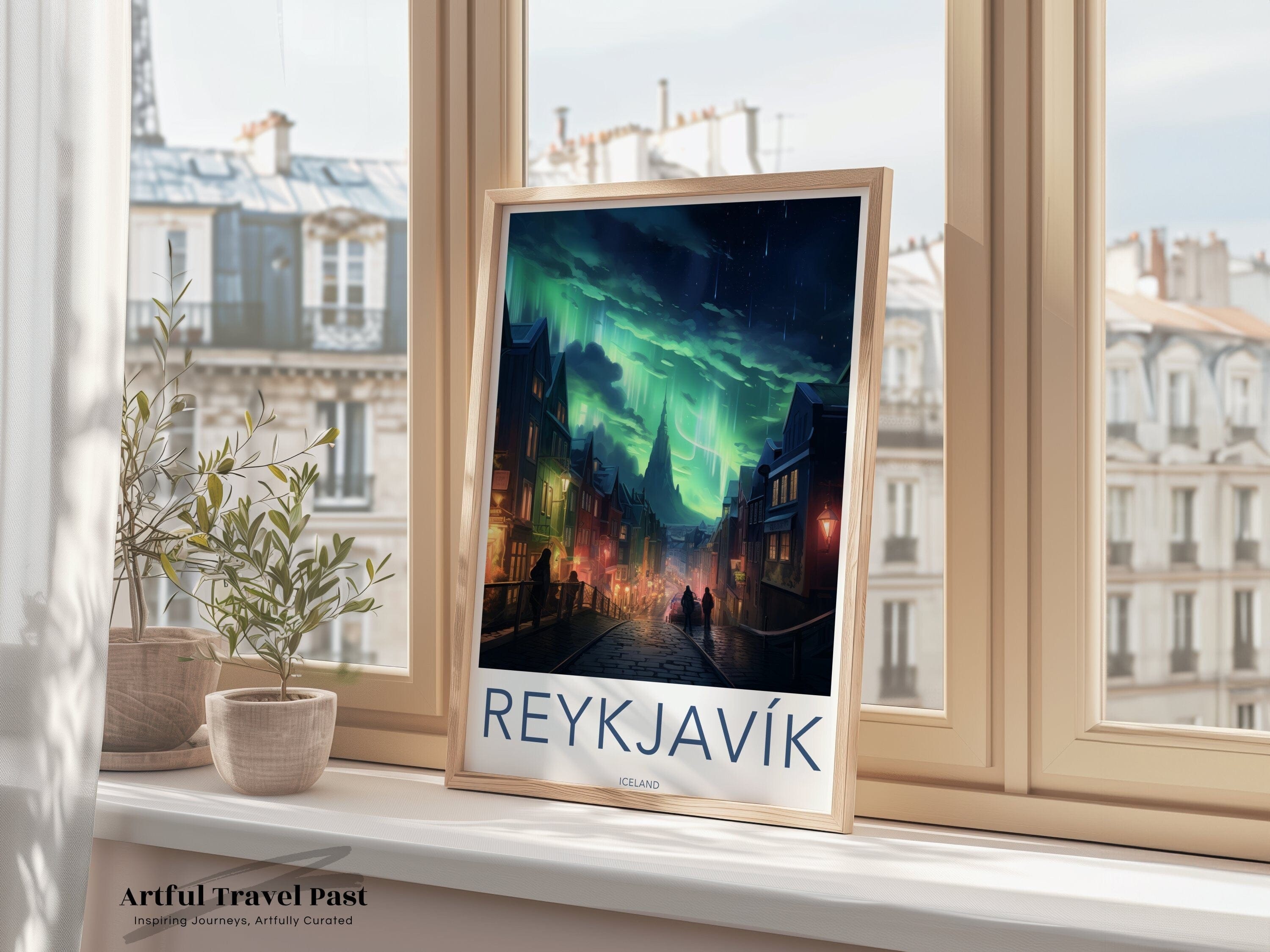 Reykjavik Poster | Iceland Wall Art | Northern Lights Decor