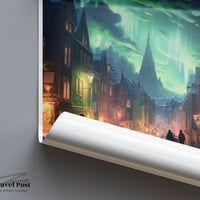 Reykjavik Poster | Iceland Wall Art | Northern Lights Decor