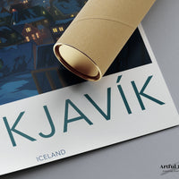 Reykjavik Poster | Northern Lights Art | Iceland Wall Art