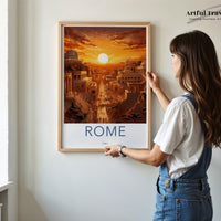 Rome Sunset Poster | Italy Wall Art | Europe Decor