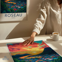 Roseau Poster | Dominica Wall Art | Caribbean Decor
