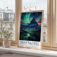 Skaftafell Poster | Aurora Borealis | Iceland Wall Art