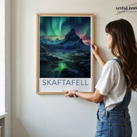 Skaftafell Poster | Aurora Borealis | Iceland Wall Art