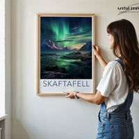 Skaftafell Poster | Iceland Wall Art | Northern Lights Art