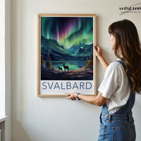 Svalbard Poster | Aurora Borealis Print | Norway Wall Art