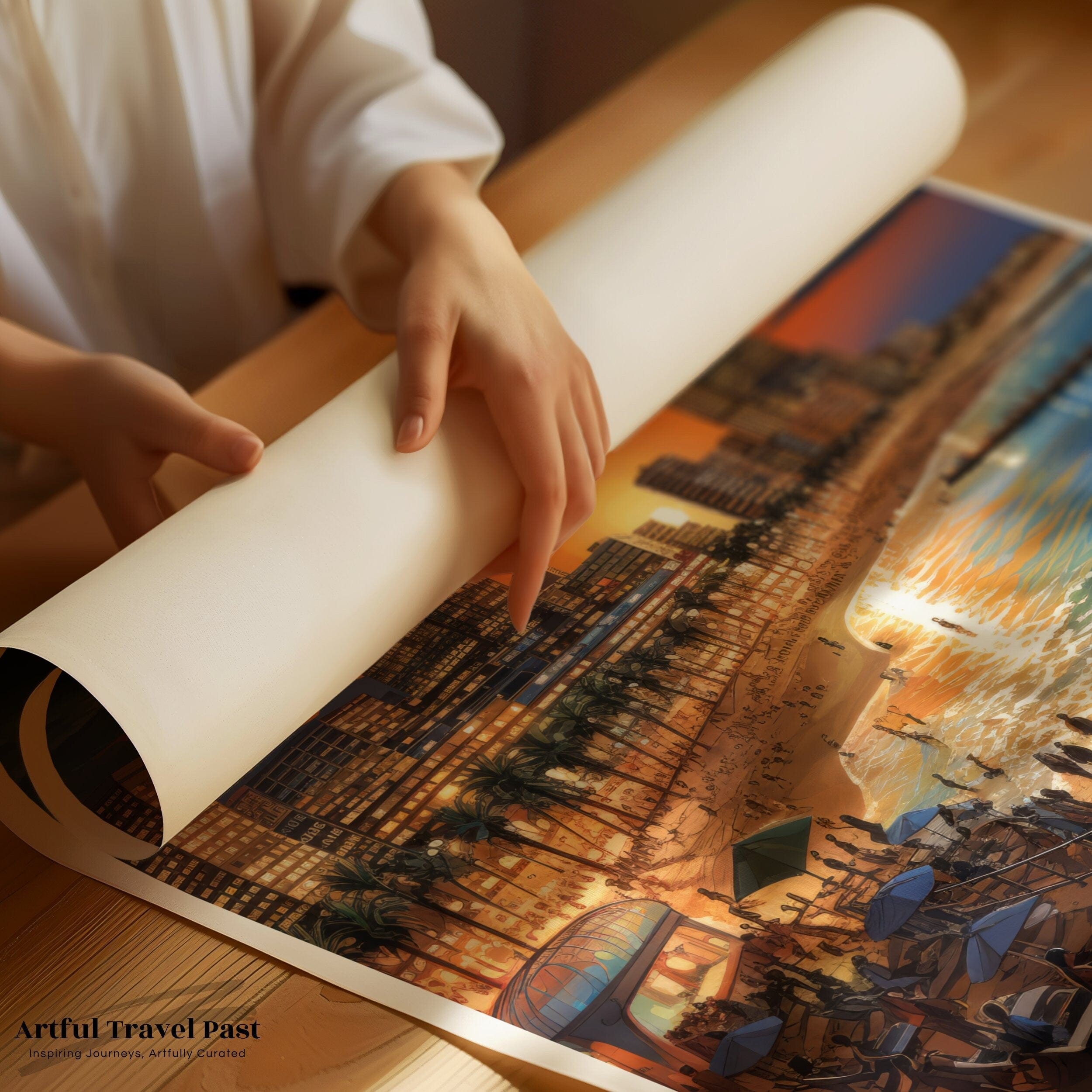 Tel Aviv Poster | Sunset Hanukkah | Israel Wall Art