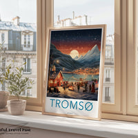 Tromsø Poster | Norway Wall Art | Northern Lights Artwork