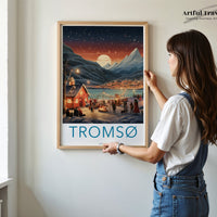 Tromsø Poster | Norway Wall Art | Northern Lights Artwork