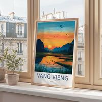 Vang Vieng Poster | Laos Wall Art | Southeast Asia Decor