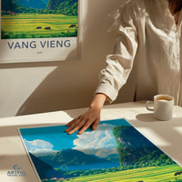 Vang Vieng Poster | Laos Wall Art | Southeast Asia Decor