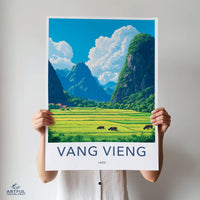 Vang Vieng Poster | Laos Wall Art | Southeast Asia Decor