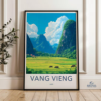 Vang Vieng Poster | Laos Wall Art | Southeast Asia Decor