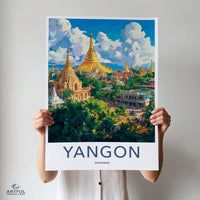 Yangon Poster | Myanmar Wall Art | Southeast Asia Decor