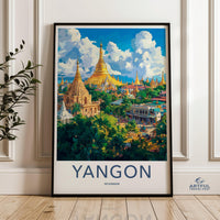 Yangon Poster | Myanmar Wall Art | Southeast Asia Decor