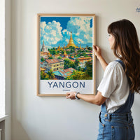 Yangon Poster | Myanmar Wall Art | Southeast Asia Decor